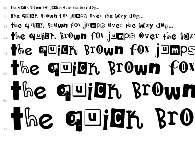 DJB Ransom Note font waterfall